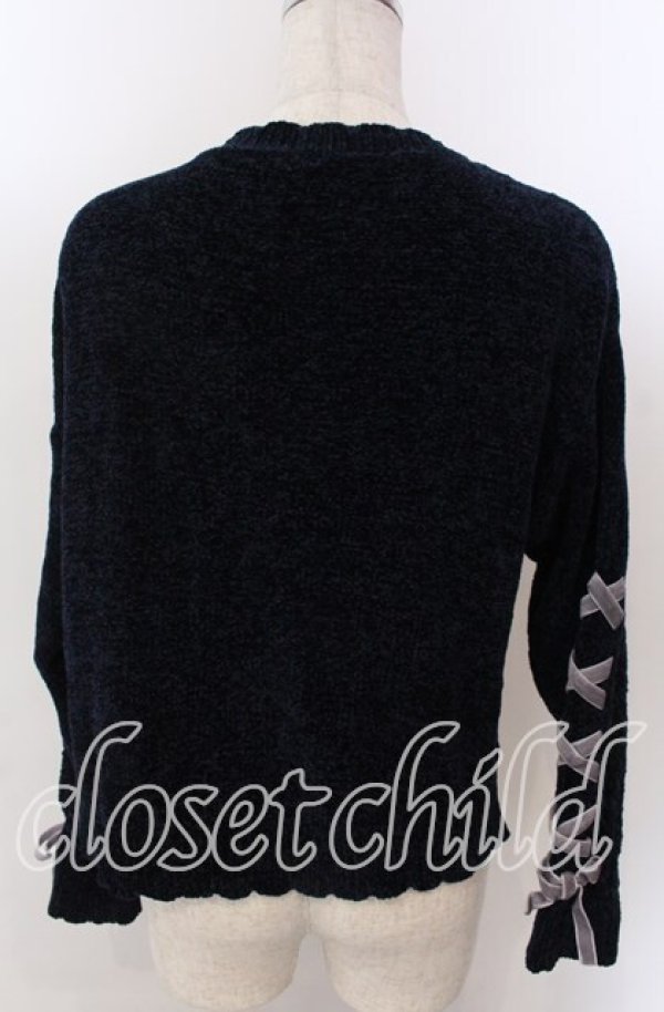 画像2: axes femme POETIQUE / モールショートカーディガン  ネイビー O-25-10-30-1105-AX-TO-IG-ZT458 (2)