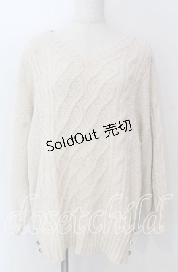 画像1: axes femme / 後ろ編み上げニット M アイボリー O-25-10-30-1110-AX-TO-IG-OS (1)