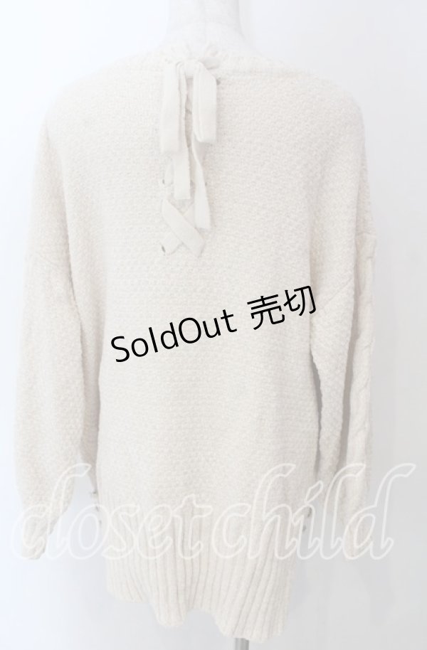 画像2: axes femme / 後ろ編み上げニット M アイボリー O-25-10-30-1110-AX-TO-IG-OS (2)