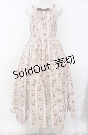 画像: axes femme kawaii / ストライプローズ柄ジャンスカ M ベージュ O-25-10-30-1010-AX-OP-OW-OS