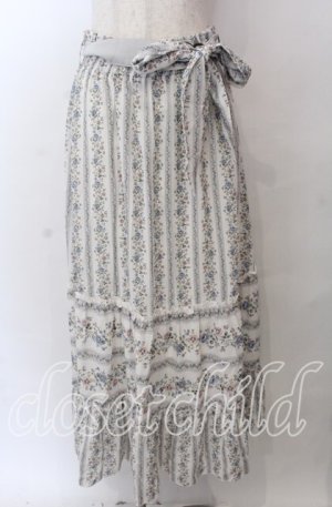 画像: axes femme / ストライプフラワー柄スカート  アイボリー O-25-10-30-1113-AX-SK-IG-OS