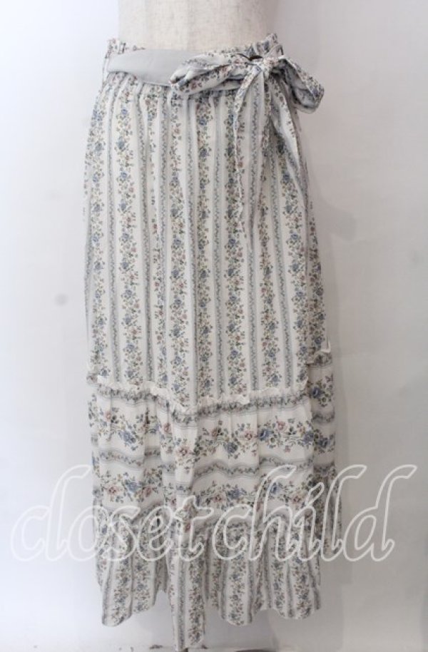 画像1: axes femme / ストライプフラワー柄スカート  アイボリー O-25-10-30-1113-AX-SK-IG-OS (1)