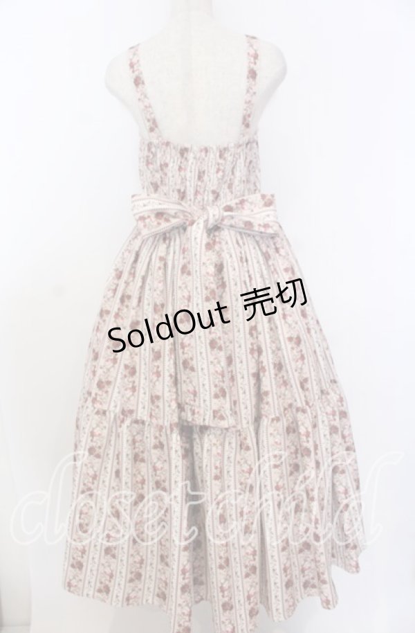 画像3: axes femme kawaii / ストライプローズ柄ジャンスカ M ベージュ O-25-10-30-1010-AX-OP-OW-OS (3)