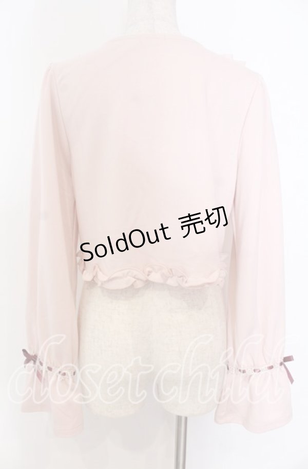 画像2: axes femme / リボン刺繍レースフリルボレロ F ピンク O-25-10-30-1018-AX-TO-OW-OS (2)