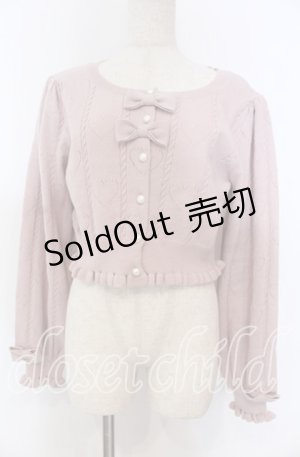 画像: axes femme kawaii / ハート透かし長袖ニットカーデ M ピンク O-25-10-30-1019-AX-TO-OW-OS