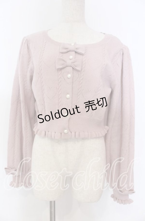 画像1: axes femme kawaii / ハート透かし長袖ニットカーデ M ピンク O-25-10-30-1019-AX-TO-OW-OS (1)