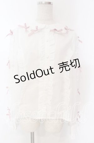 画像: Chalmiere / フリルブラウス M シロ×ピンク O-25-10-30-1022-LO-BL-OW-OS