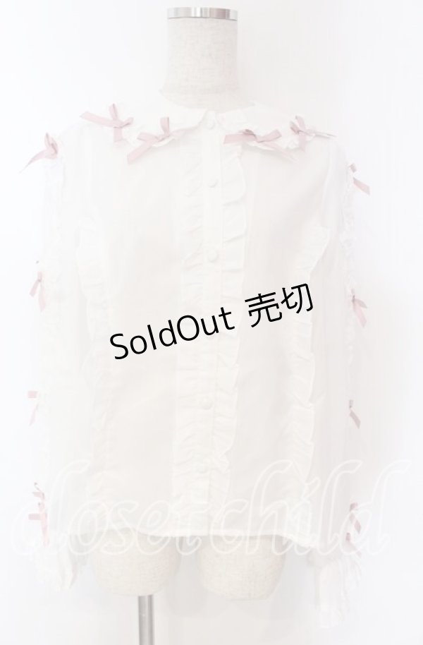 画像1: Chalmiere / フリルブラウス M シロ×ピンク O-25-10-30-1022-LO-BL-OW-OS (1)