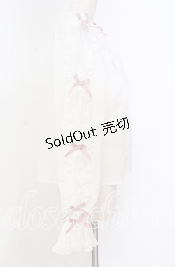 画像2: Chalmiere / フリルブラウス M シロ×ピンク O-25-10-30-1022-LO-BL-OW-OS (2)