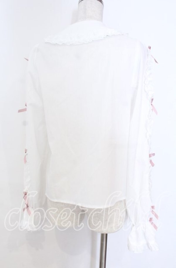 画像3: Chalmiere / フリルブラウス M シロ×ピンク O-25-10-30-1022-LO-BL-OW-OS (3)