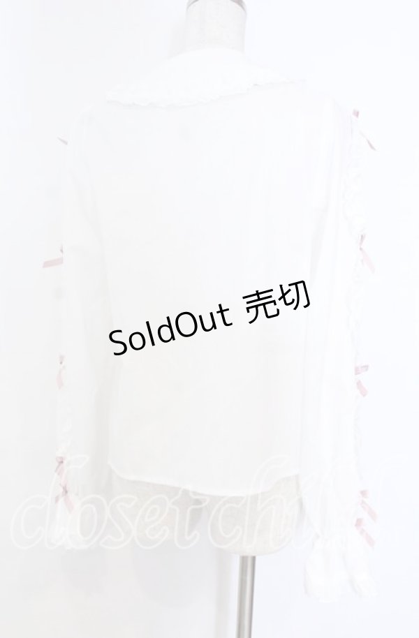 画像3: Chalmiere / フリルブラウス M シロ×ピンク O-25-10-30-1022-LO-BL-OW-OS (3)