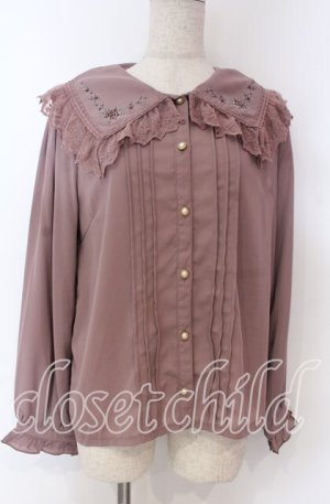 画像: axes femme POETIQUE / フラワークロス刺繍ブラウス M ピンク O-25-10-30-1025-AX-BL-OW-OS