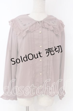 画像: axes femme POETIQUE / フラワークロス刺繍ブラウス M ピンク O-25-10-30-1025-AX-BL-OW-OS