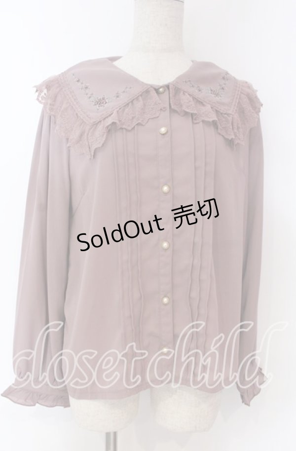 画像1: axes femme POETIQUE / フラワークロス刺繍ブラウス M ピンク O-25-10-30-1025-AX-BL-OW-OS (1)