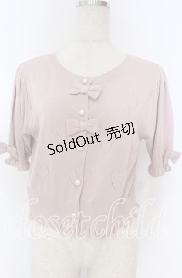 画像1: axes femme kawaii / ハート柄透かし半袖ニットカーディガン M ピンク O-25-10-30-1028-AX-TO-OW-OS (1)