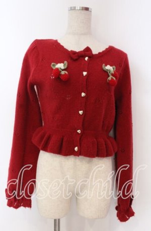 画像: axes femme kawaii / 苺の編みぐるみニットカーデ M アカ O-25-10-30-1035-AX-TO-OW-OS