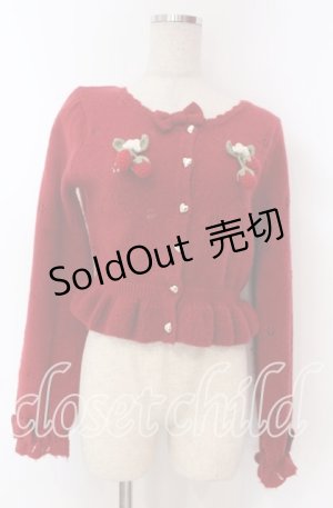 画像: axes femme kawaii / 苺の編みぐるみニットカーデ M アカ O-25-10-30-1035-AX-TO-OW-OS