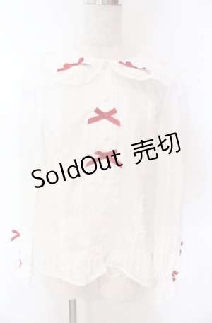 画像: axes femme kawaii / トーションレース丸襟ブラウス M シロ×アカ O-25-10-30-1036-AX-BL-OW-OS