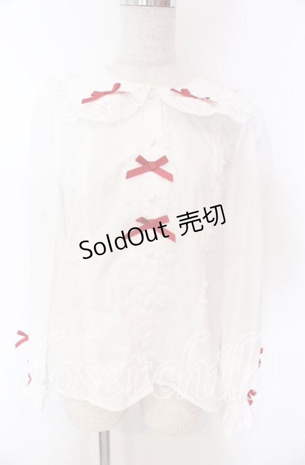 画像1: axes femme kawaii / トーションレース丸襟ブラウス M シロ×アカ O-25-10-30-1036-AX-BL-OW-OS (1)