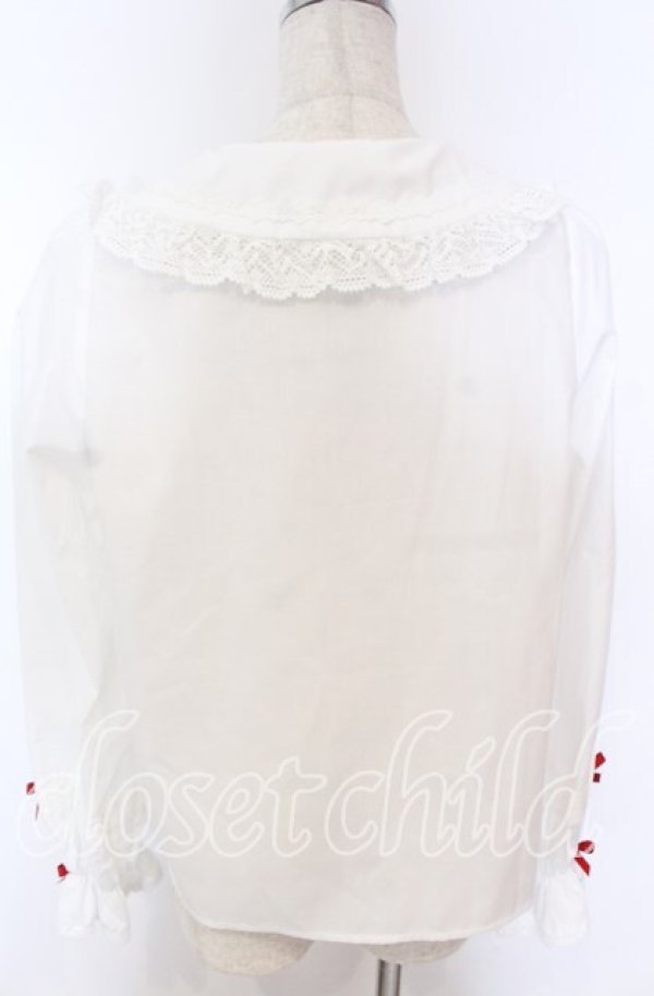 画像2: axes femme kawaii / トーションレース丸襟ブラウス M シロ×アカ O-25-10-30-1036-AX-BL-OW-OS (2)