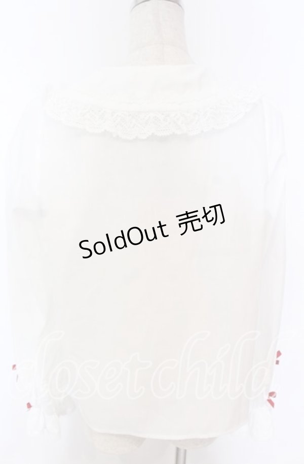 画像2: axes femme kawaii / トーションレース丸襟ブラウス M シロ×アカ O-25-10-30-1036-AX-BL-OW-OS (2)