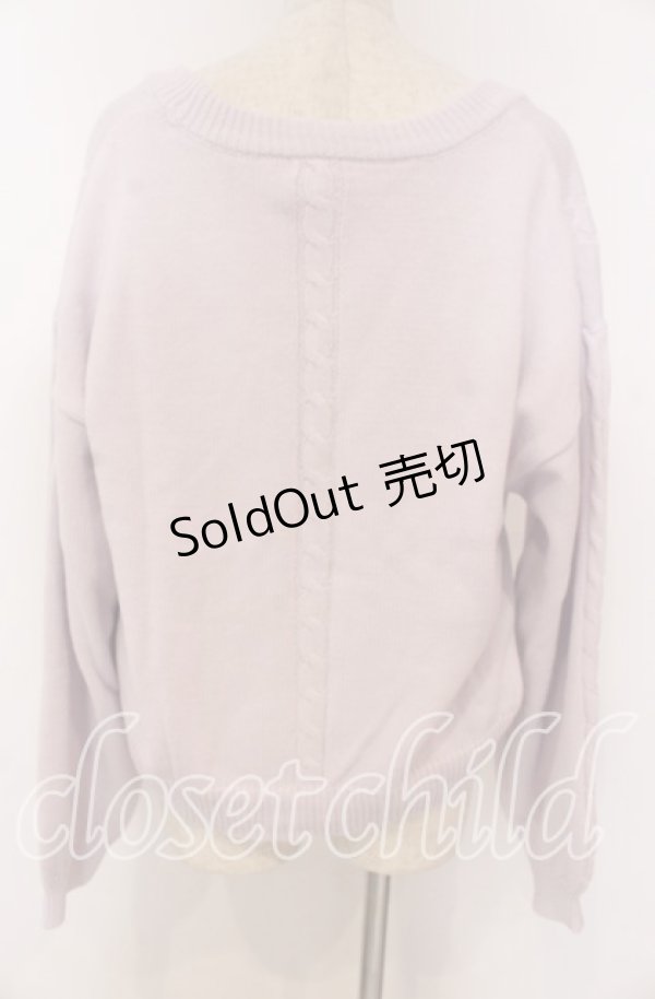 画像2: axes femme / リボンポケットニットカーデ F ラベンダー O-25-10-30-1039-AX-TO-OW-OS (2)