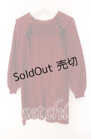 画像: axes femme / W編み上げニットチュニック  アカ O-25-10-30-056-AX-TO-IG-OS