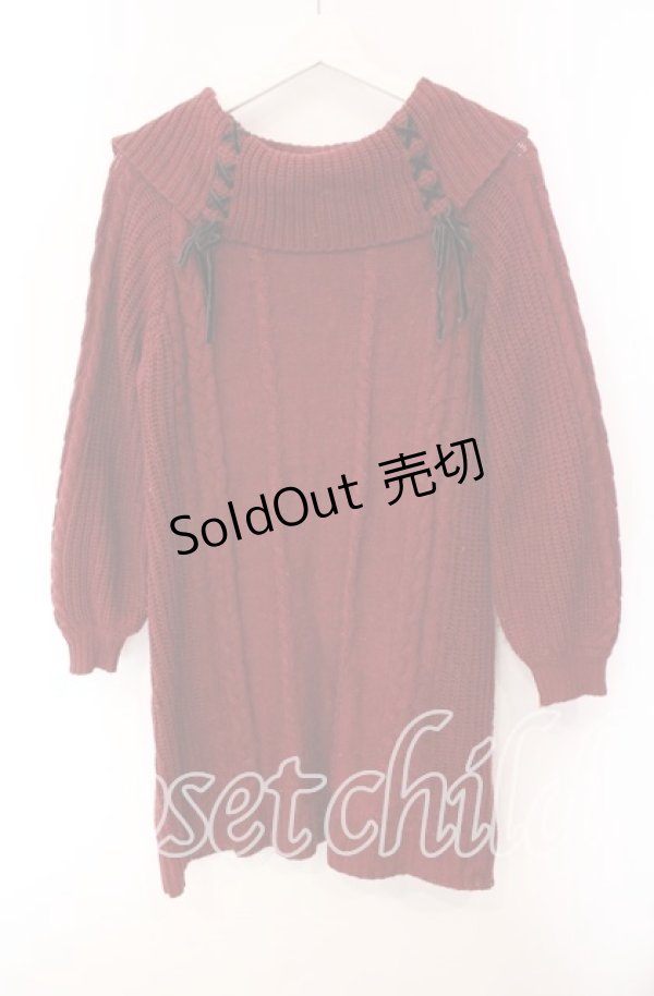 画像1: axes femme / W編み上げニットチュニック  アカ O-25-10-30-056-AX-TO-IG-OS (1)