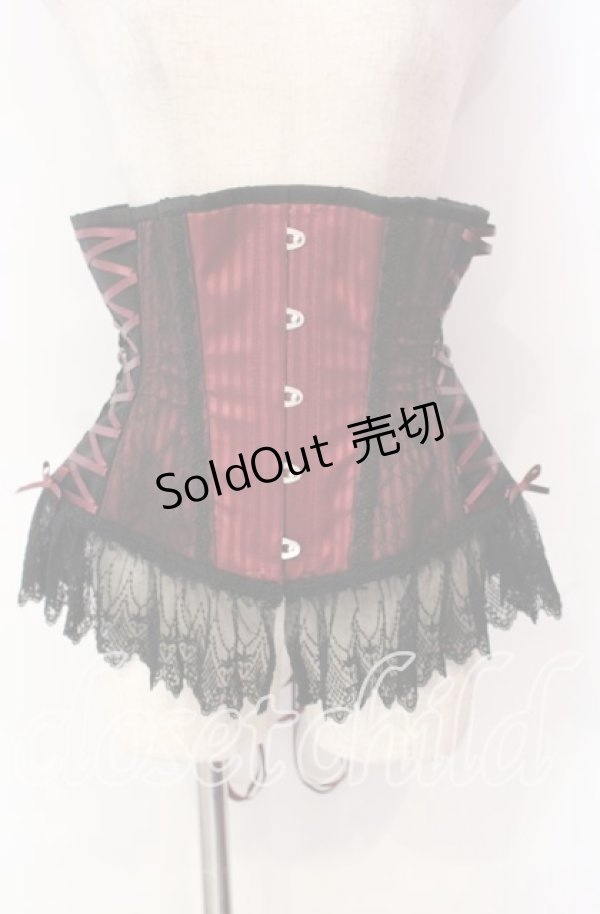 画像1: abilletage / サイドレースアップストライプコルセット 5 ワイン O-25-10-30-006-GO-TO-OW-OS (1)
