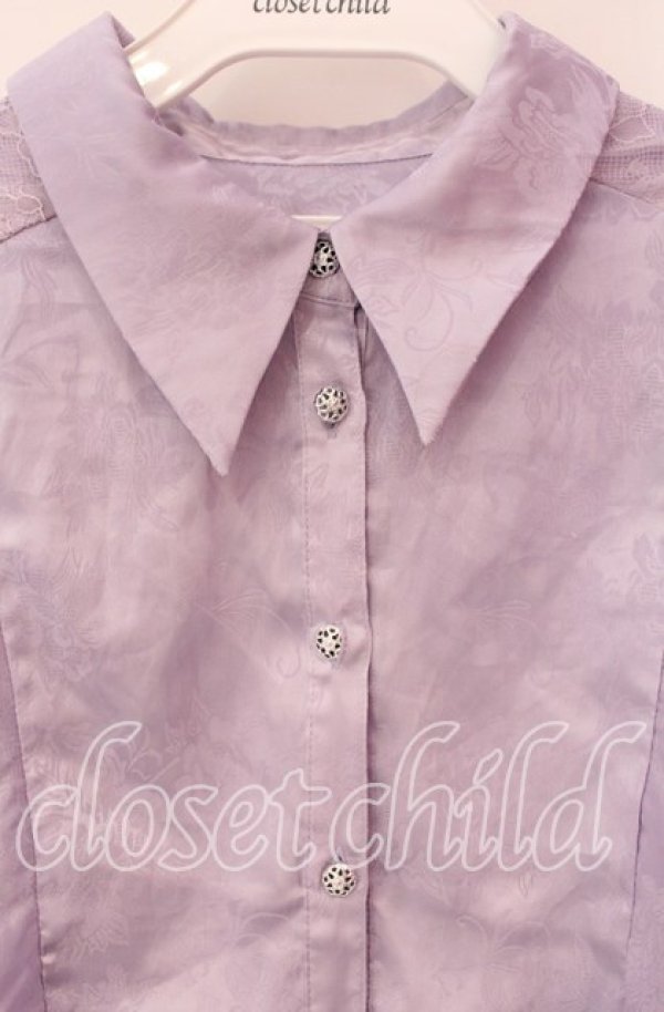 画像2: axes femme / ジャガードチャイナブラウス  ラベンダー O-25-10-30-064-AX-BL-IG-OS (2)