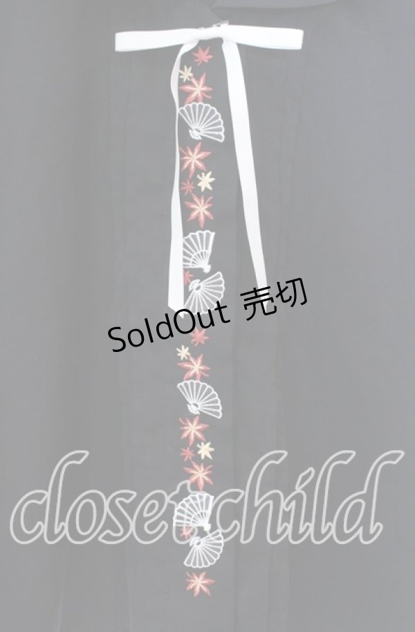 画像2: axes femme / 扇子×紅葉刺繍セーラーブラウス F クロ O-25-10-30-065-AX-BL-IG-OS (2)