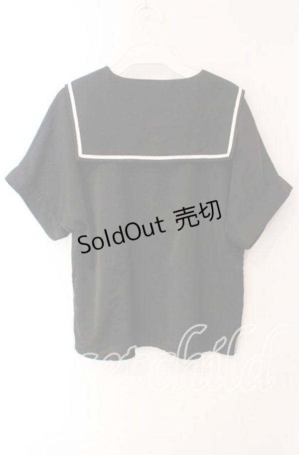 画像3: axes femme / 扇子×紅葉刺繍セーラーブラウス F クロ O-25-10-30-065-AX-BL-IG-OS (3)