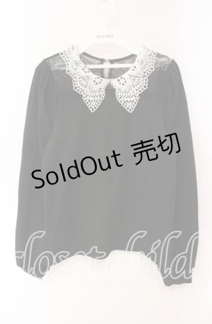 画像: axes femme / レース襟ビスチェ切替プルオーバー  クロ O-25-10-30-071-AX-TO-IG-OS