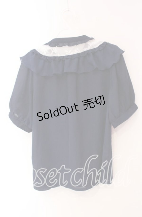 画像5: axes femme / ジャボ付きシフォンブラウス  ネイビー O-25-10-30-072-AX-BL-IG-OS (5)