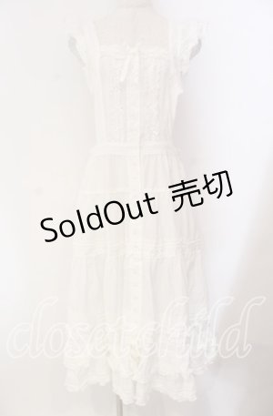 画像: PINK HOUSE / フランス製レース使いエプロンドレス  シロ O-25-10-30-008-LO-OP-OW-OS