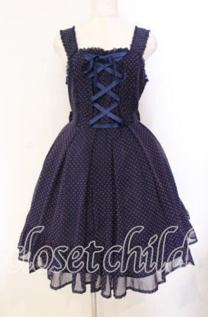 画像: metamorphose / 星フロッキーあみあげジャンパースカート  ネイビー O-25-10-30-010-ME-OP-OW-OS