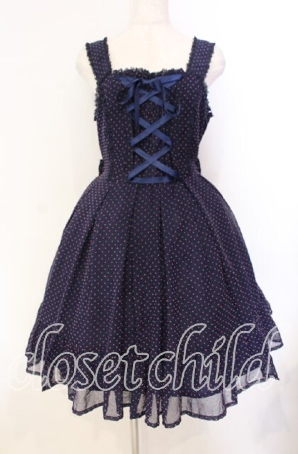 画像1: metamorphose / 星フロッキーあみあげジャンパースカート  ネイビー O-25-10-30-010-ME-OP-OW-OS (1)