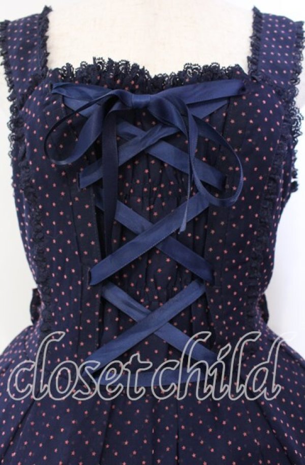 画像2: metamorphose / 星フロッキーあみあげジャンパースカート  ネイビー O-25-10-30-010-ME-OP-OW-OS (2)