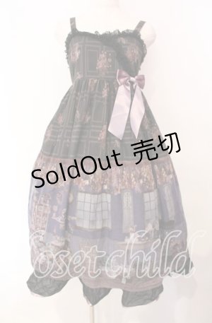 画像: ALICE and the PIRATES / Le petit fleuriste〜永遠の花束とあなたを待つ時間〜柄ジャンパースカートII  クロ O-25-10-30-011-PA-OP-OW-OS