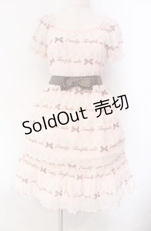 画像: Emily Temple cute / ジョーゼットロゴ＆クリームワンピース  ピンク O-25-10-30-014-ET-OP-OW-OS