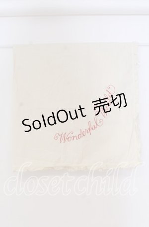画像: WONDERFUL WORLD / 2002年 ロゴ刺繍ストール  生成り O-25-10-31-001-LO-ZA-IG-OS