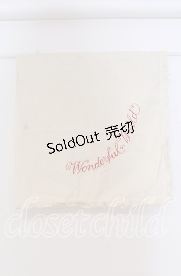 画像1: WONDERFUL WORLD / 2002年 ロゴ刺繍ストール  生成り O-25-10-31-001-LO-ZA-IG-OS (1)