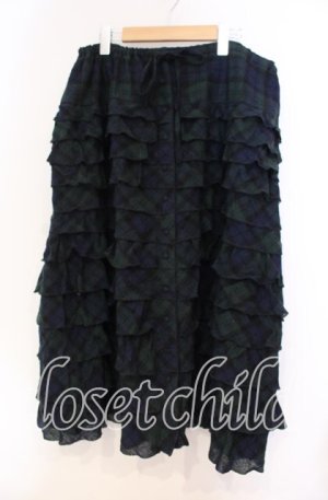 画像: PINK HOUSE / ウールチェック段々スカート  グリーン O-25-10-31-033-LO-SK-IG-OS