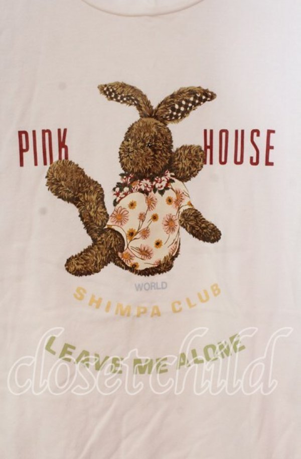 画像2: PINK HOUSE / ラビットプリントTシャツ L シロ O-25-10-31-005-LO-TS-IG-ZT070 (2)