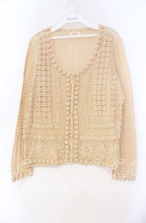 画像: TOMATSU / プチバラモチーフカーディガン 38 アイボリー O-25-10-31-044-LO-TO-IG-OS