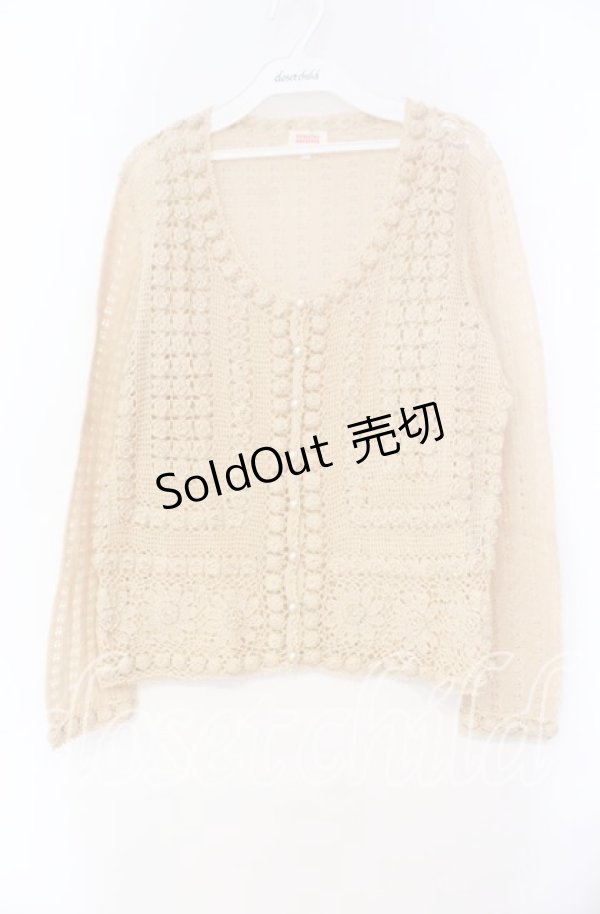 画像1: TOMATSU / プチバラモチーフカーディガン 38 アイボリー O-25-10-31-044-LO-TO-IG-OS (1)