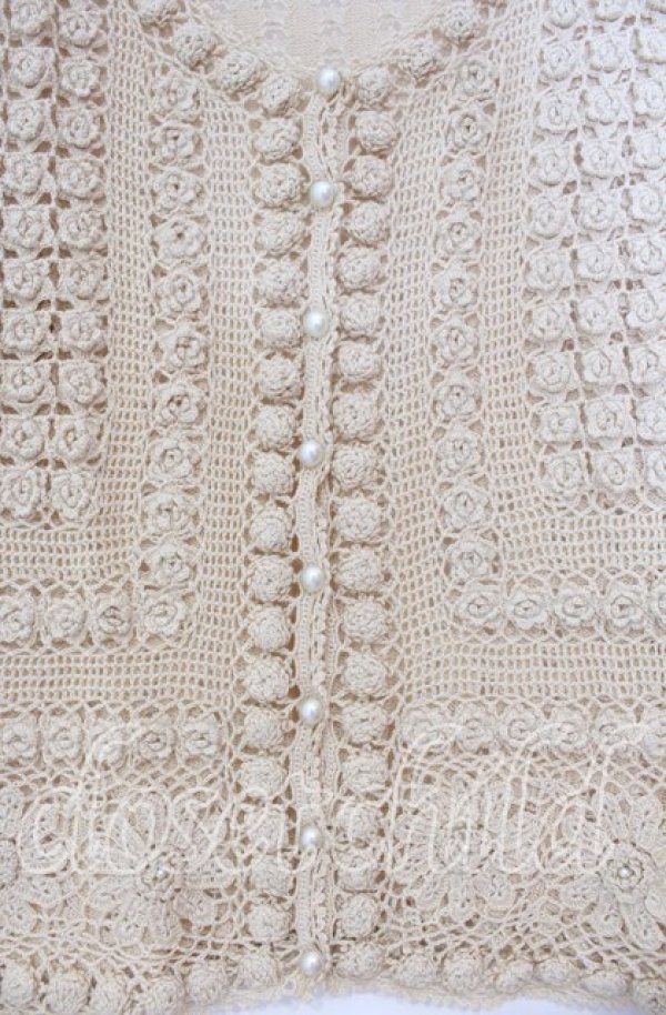 画像2: TOMATSU / プチバラモチーフカーディガン 38 アイボリー O-25-10-31-044-LO-TO-IG-OS (2)