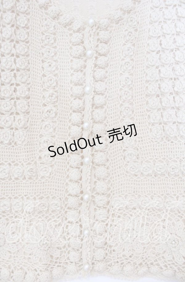 画像2: TOMATSU / プチバラモチーフカーディガン 38 アイボリー O-25-10-31-044-LO-TO-IG-OS (2)