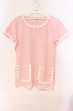 画像: TOMATSU / フェザーフラワーニット  ピンク O-25-10-31-048-LO-TO-IG-OS