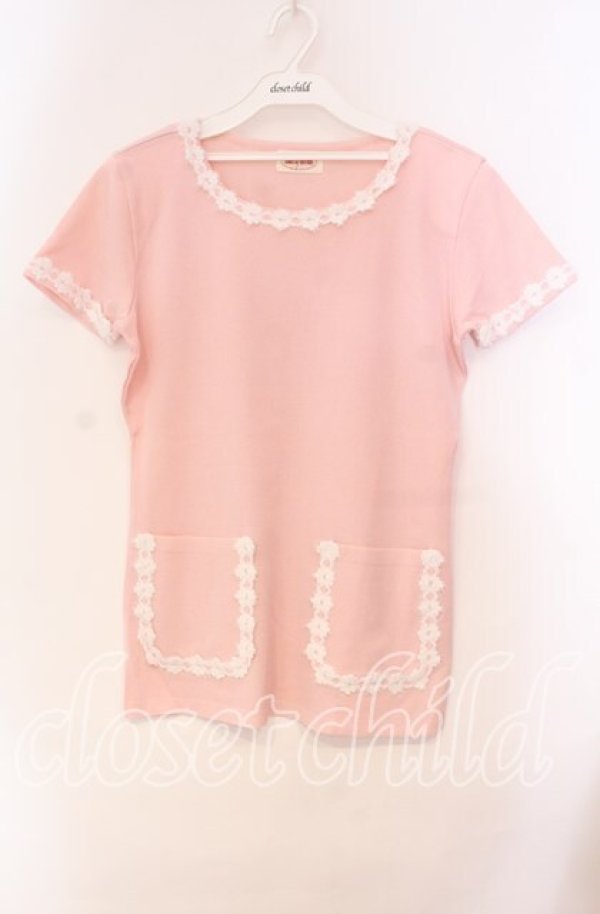 画像1: TOMATSU / フェザーフラワーニット  ピンク O-25-10-31-048-LO-TO-IG-OS (1)